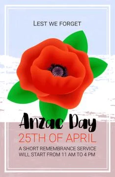 Anzac Day Lest We Forget banner. Remembrance service poster. イラスト素材