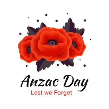 Anzac Day vector card. Red Poppy flower Stock Illustration
