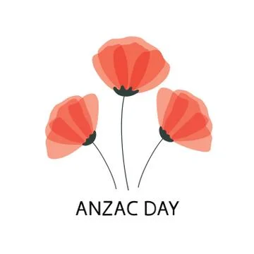 Anzac Day vector poster. Lest We forget. Paper cut Red Poppy flower - a symbol Stock Illustration