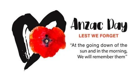 Anzac Day vector poster. Lest We forget. Hand drawn heart with R Stockillustratie
