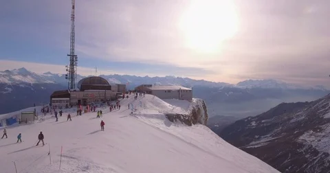 Anzere station static view - Aerial 4K Stock Footage 71103962
