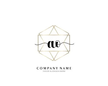 AO Initial handwriting logo geometric template vector Stock Illustration