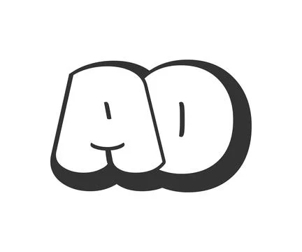 AO logo, bubble comic lettering, rounded in graffiti style black and white .. Stock Illustration