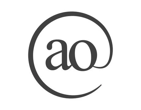 AO logo from two letter with circle shape email sign style. A and O round l.. Stock Illustration