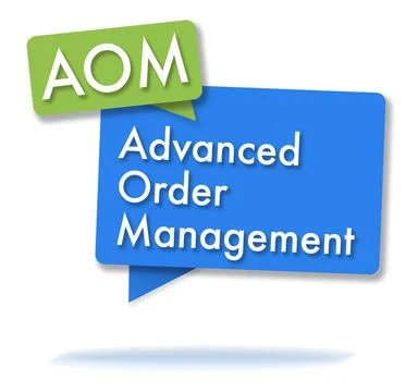 AOM initials in colored bubbles AOM initials in two colored green and blue... Stock Photos