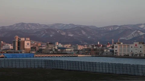 Aomori City at sunset 2 Stock Footage 104416764