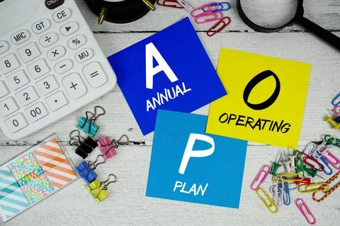 AOP abbreviation of Annual Operating Plan text phrase of business and finan.. 写真素材