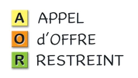 AOR initials in colored 3d cubes with meaning in french language Stock Illustration