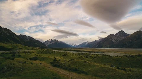 Aoraki Mount Cook Cloud Time-lapse Stockbeeldmateriaal 96587489