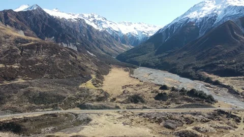 Aoraki / Mount Cook - Tracking the road Stock Footage 139904464
