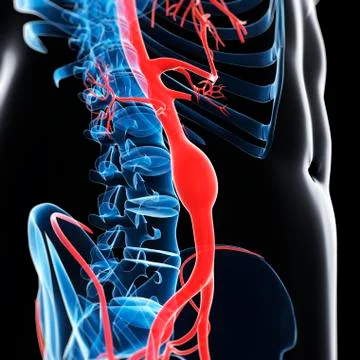 Aortic aneurysm; artwork Stock Illustration