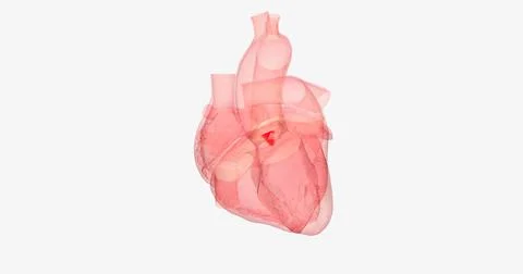 The aortic valve is between the left ventricle of the heart and the aorta, .. Stock Illustration