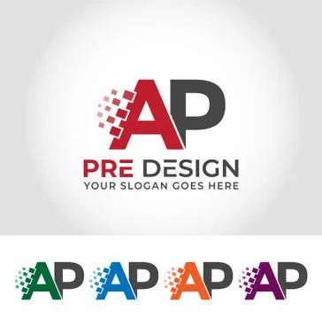 AP Alphabet Creative Logo Design Concept Stock Illustration