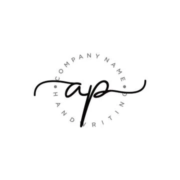 AP Initial handwriting logo design Stock Illustration