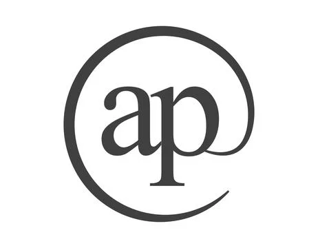 AP logo from two letter with circle shape email sign style. A and P round l.. Stock Illustration