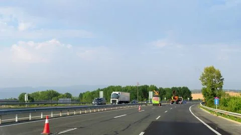 AP1 highway at kilometer 82 in Spain, 14/08/2026 Stock-Fotos