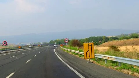 AP1 highway at kilometer 82 in Spain, 14/08/2026 Foto stock