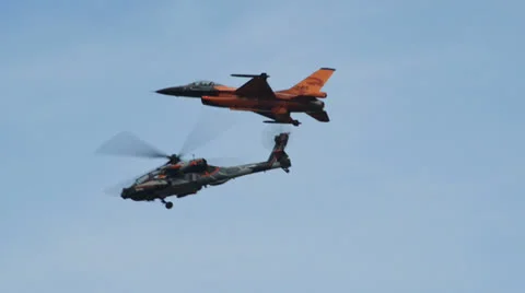 Apache AH-64 Helicopter F-16 looping 10964 Stock Footage 24927362