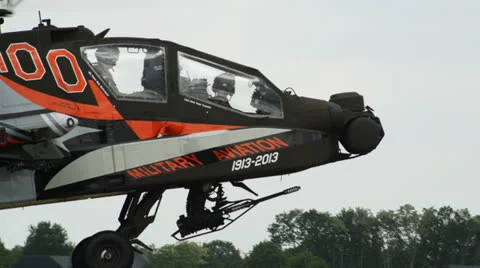 Apache AH-64 Helicopter landing 10957 Stock Footage 24926508