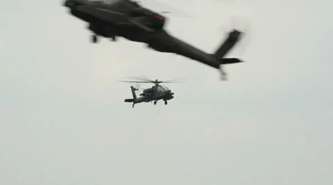 Apache AH-64 Helicopter observe and crossing 10960 Stock Footage 24926745
