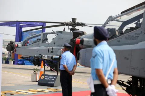 Apache AH-64E attack helicopters introduced into Indian Air Force fleet, Pathank Foto stock