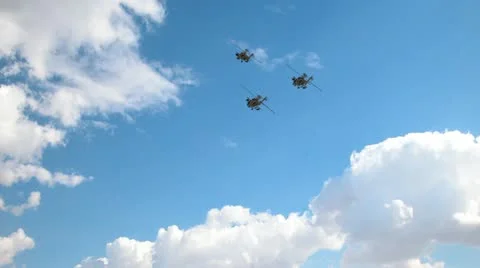 Apache AH-64s Fly-by 1080 Video stock 11367145