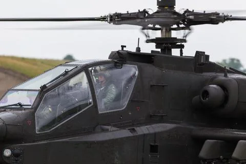 Apache crew in the cockpit before takeoff Stock Photos