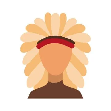 Apache with feather hat flat style icon Illustrazione stock