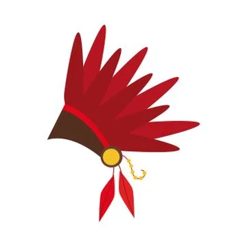 Apache feather hat flat style icon Stock Illustration