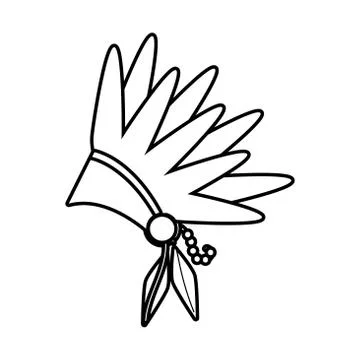 Apache feather hat line style icon 스톡 일러스트
