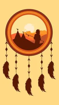 Apache hanging decoration vector graphic with arizona view Stock Illustration