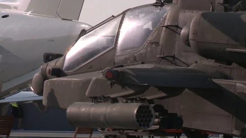 Apache helicopter on an air field 2 Video stock 112754111