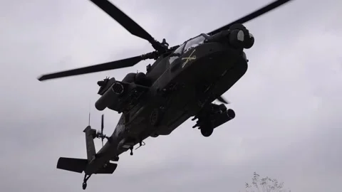Apache Helicopter Taking Off Video stock 253445771