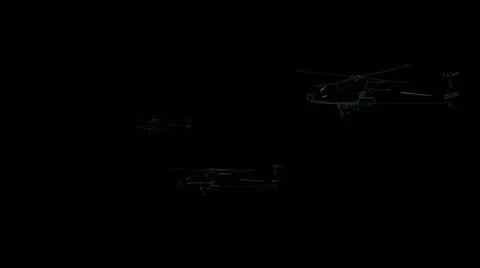 Apache Helicopters Side View In Flight Video stock 11755060