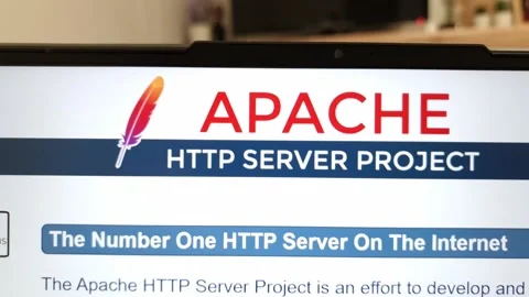 Apache HTTP Server website displayed on laptop computer Stock-Footage 235858388
