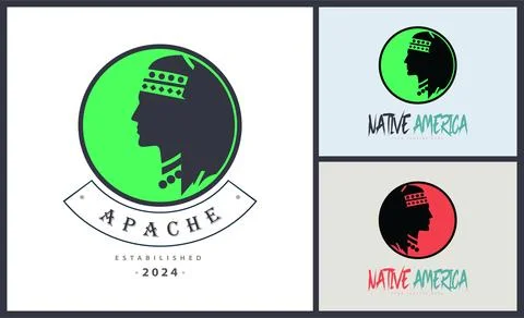 Apache indian aztec native american warrior tribes face head logo Stock Illustration