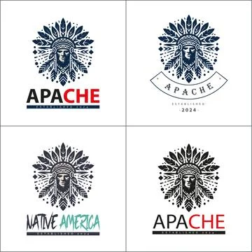 Apache indian aztec native american warrior tribes face head logo Stock Illustration