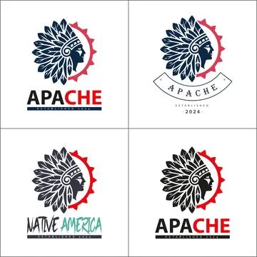 Apache indian aztec native american warrior tribes face head logo Stock Illustration