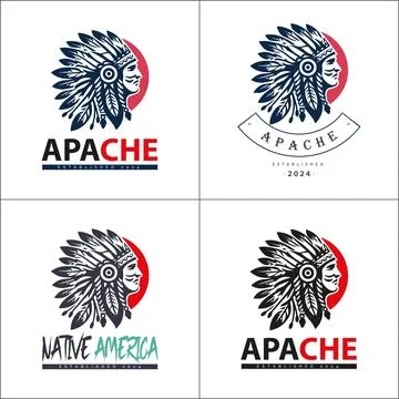 Apache indian aztec native american warrior tribes face head logo Stock Illustration