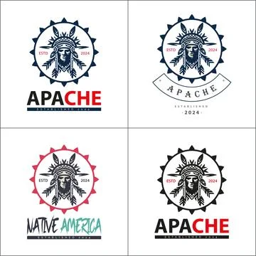 Apache indian aztec native american warrior tribes face head logo Stock Illustration