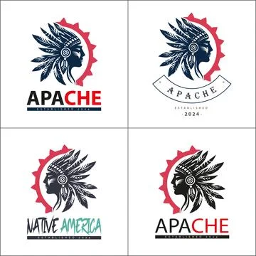 Apache indian aztec native american warrior tribes face head logo Stock Illustration