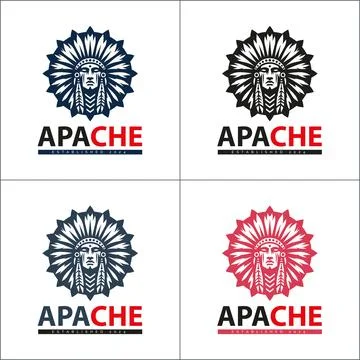 Apache indian aztec native american warrior tribes face head logo Stock Illustration