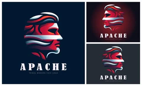 Apache indian head face tribes modern logo template design 스톡 일러스트