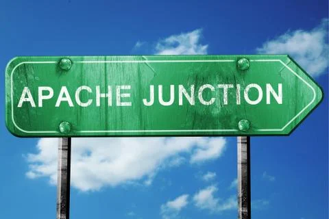 Apache junction road sign , worn and damaged look 스톡 일러스트