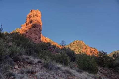 Apache Maid Rock overlooking Wet Beaver Creek Canyon AZ Stock Photos