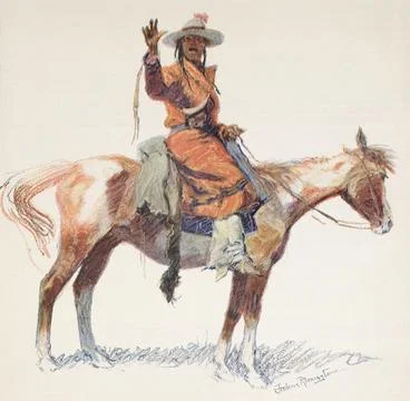 An Apache Scout.  After a work by American artist Frederic Sackrider Remington, 스톡 일러스트