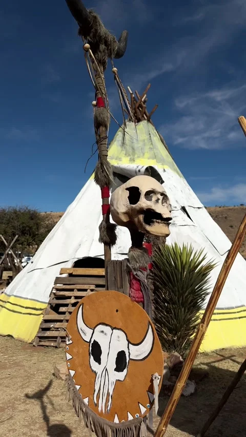 Apache Tipi tent in Old West, Durango, Mexico Vídeos de archivo 302796929