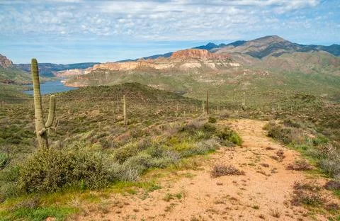 Apache Trail and the Superstition Mountains Stock Photos