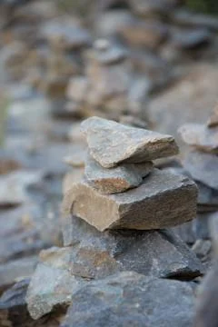 Apacheta or stone stack in the Colca Canyon in Arequipa, Peru Stockfoto's