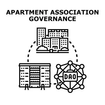 Apartment association governance using decentralized autonomous organization Stock Illustration